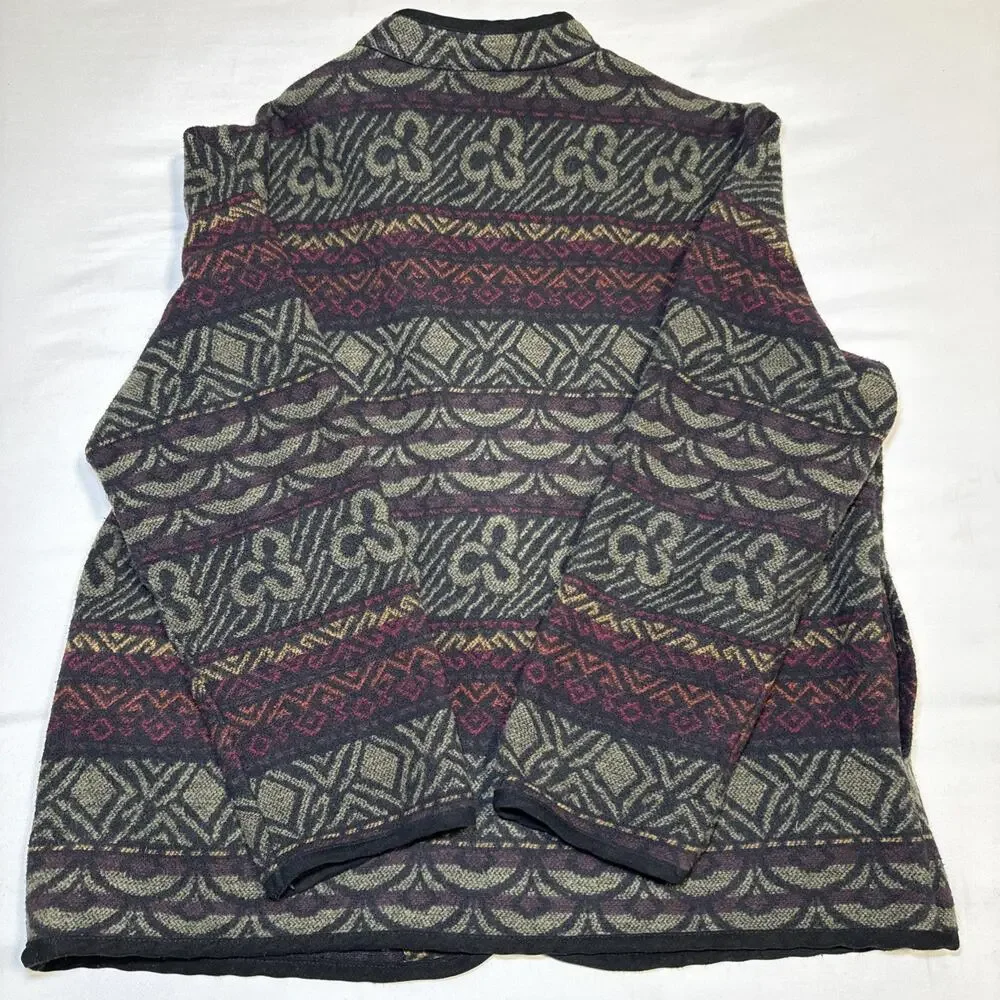 VTG Studio Works Womens Lg Knit Blazer Cardigan Southwestern Boho Aztec EUC